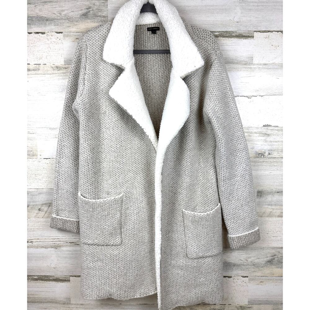 Coco + Carmen Womens L/XL Gray Knit Cardigan Sweater Jacket Cozy Winter Wool